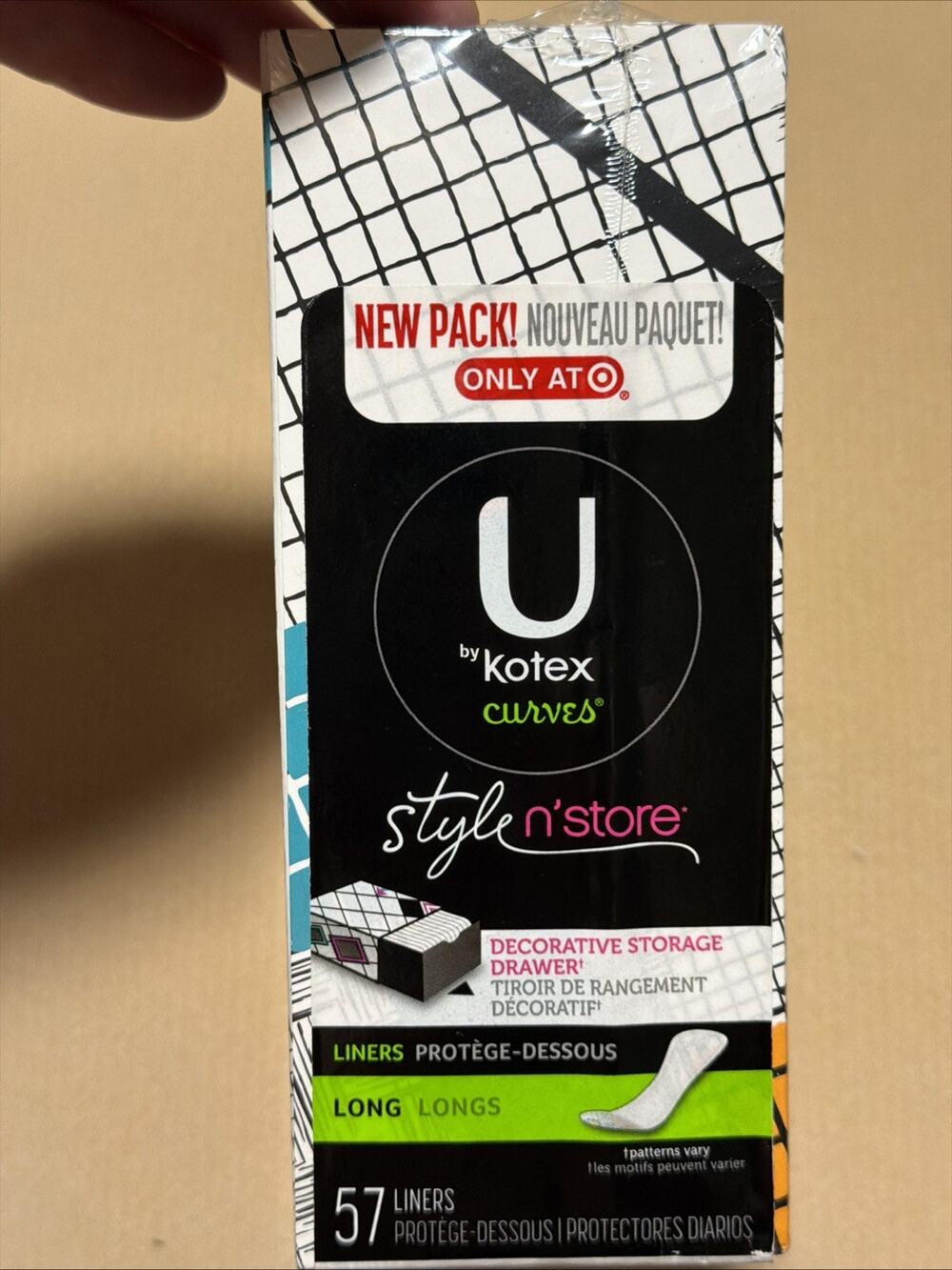 U by Kotex Curves Style N Store Liners Long 57 Liners Decorative Drawer